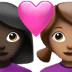 👩🏿‍❤️‍👩🏽 couple with heart: woman, woman, dark skin tone, medium skin tone display on Apple